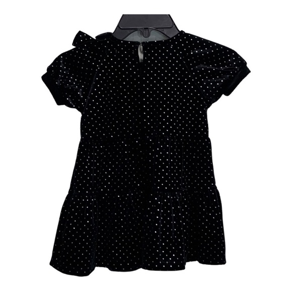 Habitual Kid Velour Polka Dot Dress Black and Silver Size 18 Months - Picture 3 of 5